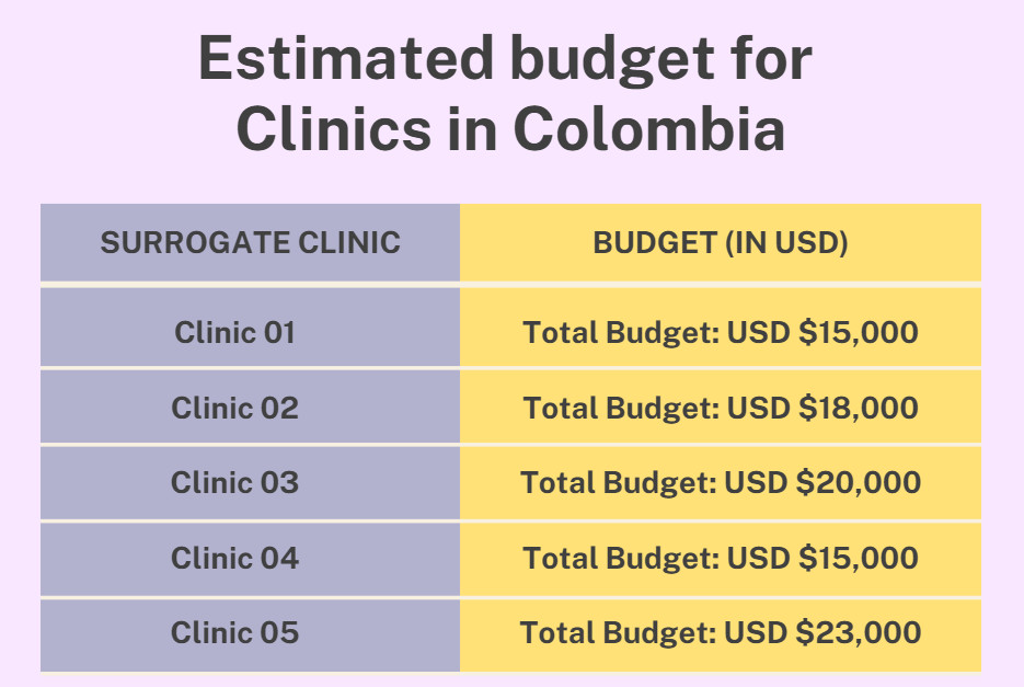 Budgets offered by the clinics in Colombia